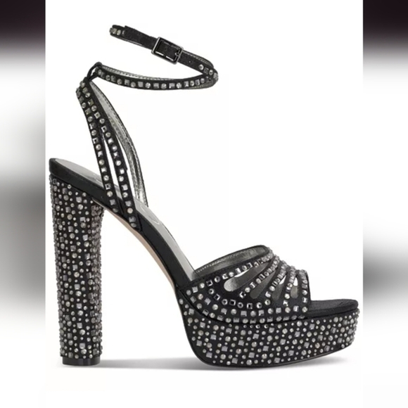 Jessica Simpson Iralin Black Rhinestone crystal Platform Heels size 10 brand new - Picture 2 of 11